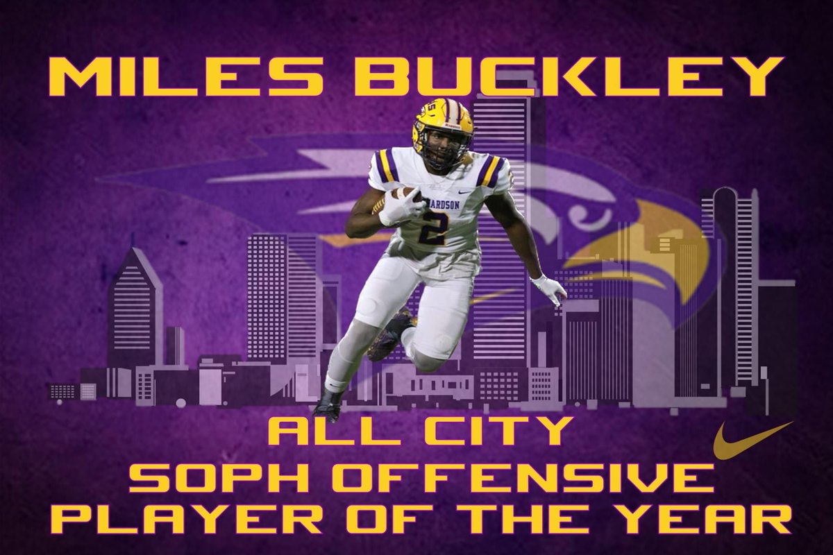 RHSABC's tweet photo. Congratulations to Miles Buckley for being named Sophomore Offensive Player of the Year for the City of Richardson!
#StayPurple https://t.co/McrtMaXNPh