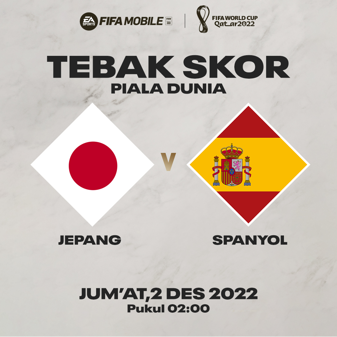 InfosuporterID's tweet photo. Apakah Jepang bisa lolos ke babak 16 besar?

Yuk tebak skor Jepang vs Spanyol

Syaratnya masih sama 

1. Retweet Postingan ini
2. Jawaban wajib pakai hashtag #FIFAMobileIndonesia 
3. Hadiah total 50rb untuk 2 pemenang.
4. Kuis ditutup pas Kick Off  

Semoga beruntung https://t.co/0ScYuYvi20