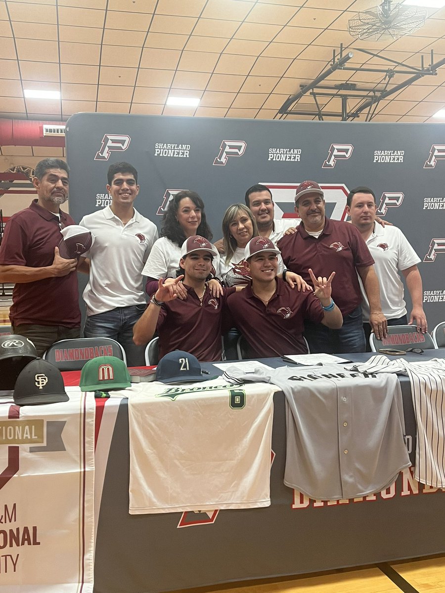 Congratulations to <a href="/JoshuaBenitezR/">Joshua Benitez</a> and <a href="/angelLR1303/">Angel Larrañaga</a> on signing your NLI to play baseball at <a href="/TAMIU_BSB/">Dustdevil Baseball</a> your Pioneer family is very proud!