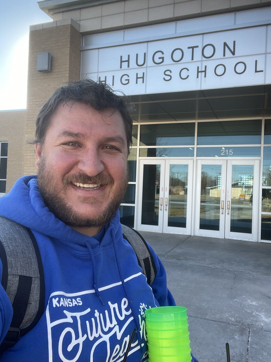 Just doing my part to inspire the future of Kansas Educators. Today I made a to trip <a href="/Usd210Eagles/">Hugoton USD210</a> <a href="/HugotonEagles/">Hugoton Eagles</a> to talk w/ Coach Witt’s students. We must work together to find great teachers all across this state &amp; I’ll my part! Tomorrow is more work! #futureteachers #kfta2023