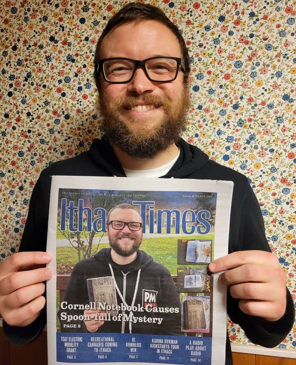 spencerbeswick's tweet photo. I can't say I was expecting to see my face on the cover of today's @ithacatimes, but there it is! 

Thanks to @LucyCalderon0 for this lovely article, "A Spoon-full of Mystery" https://t.co/eB0t5VHLdx https://t.co/LyAXSrDzNt