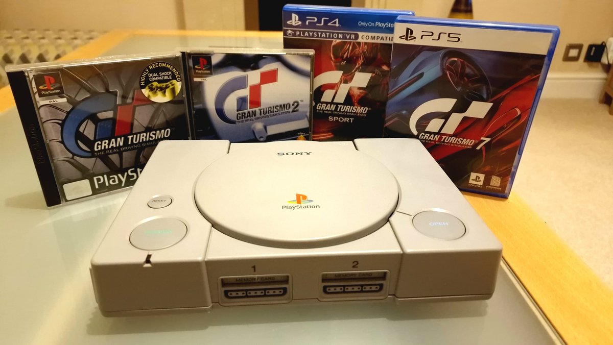 SRINC69's tweet photo. A little scary I bought the original Gran Turismo 25 years ago day of release along with the console.... missed a few but back up to date just before my 50th!! 😭🤣 

HAPPY 25TH GT

#GranTurismo #GT7 #gtsport #Sony  #PlayStation #polyphonydigital @thegranturismo @Kaz_Yamauchi https://t.co/pdekPytB4Y