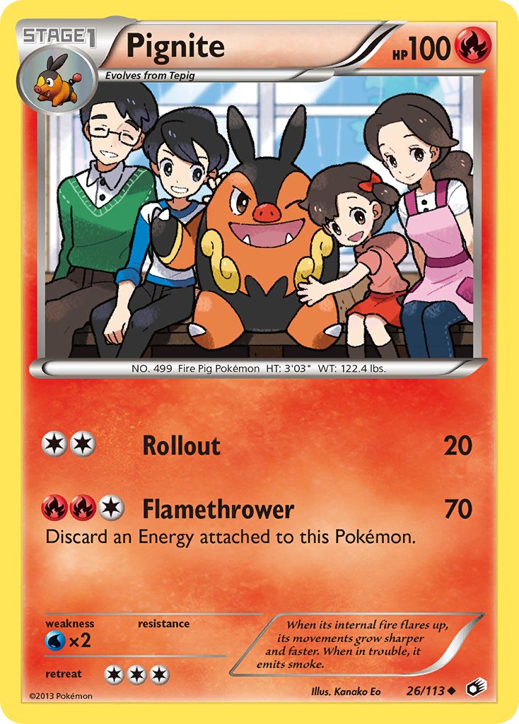 CardsHourly's tweet photo. Pignite from the 'Black &amp; White: Legendary Treasures' set!  

Artwork by: Kanako Eo
 #PokemonTCG #PokemonCards #Pokemon https://t.co/GtFxnlrLKd