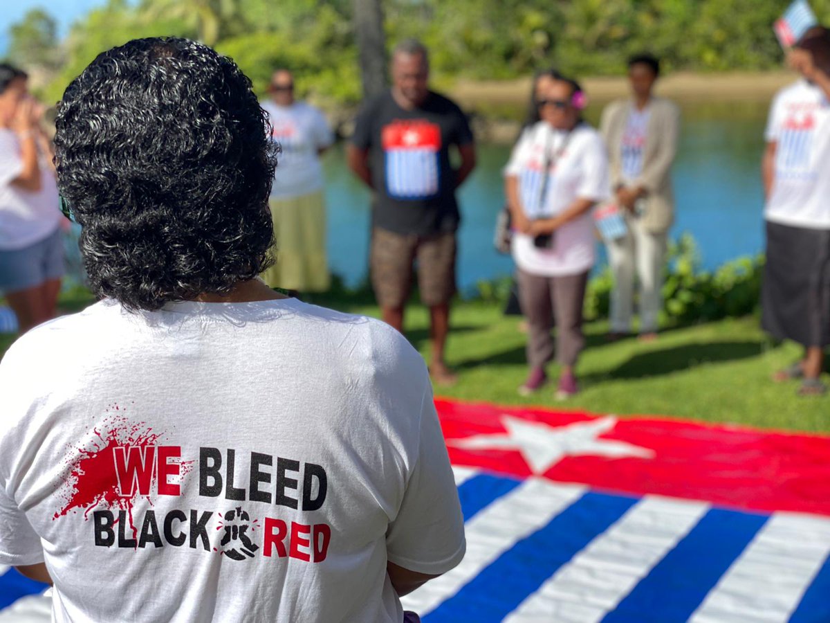 Pacific_2030's tweet photo. #DSM advocates @pacblueline joined the #GlobalFlagRaising 2 mark the 61st year the #Morningstar was raised. @ilolahia_es  says, we'll continue to push this at the policy making decisions with the leaders and not just focus on #emotionalcampaign #FreeWestPapua #PapuaMerdeka https://t.co/xRhkyNkvp9