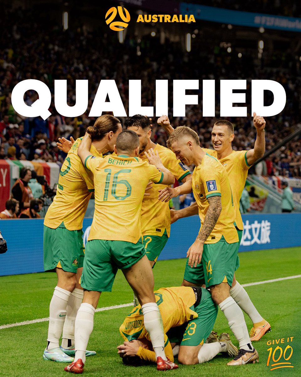 𝗜𝗡𝗧𝗢 𝗧𝗛𝗘 𝗥𝗢𝗨𝗡𝗗 𝗢𝗙 𝟭𝟲! 🦘⚽🇦🇺 #WorldCup dream is still alive 

#Australia is through to the knockout stages of the World Cup for just the second time after Mathew Leckie's super goal inspired a 1-0 win over #Denmark.
#fifaworldcup #socceroos #qatar2022 #australia