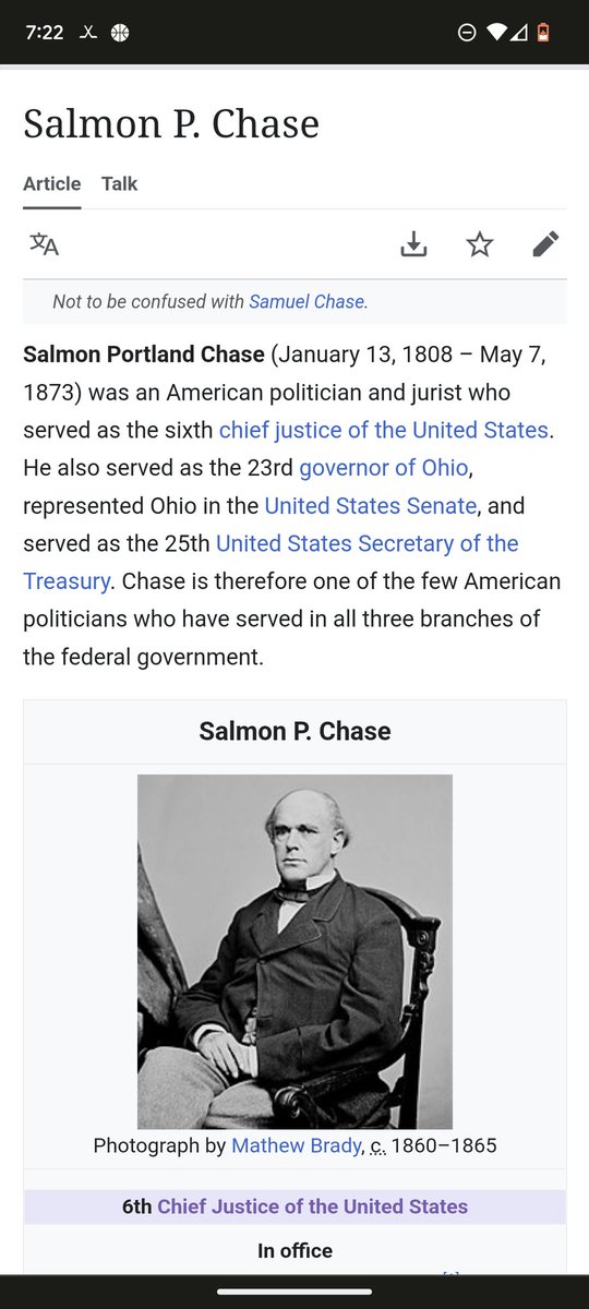 katzrkool19's tweet photo. chief justice salmon p. chase https://t.co/veIxJqvjV9