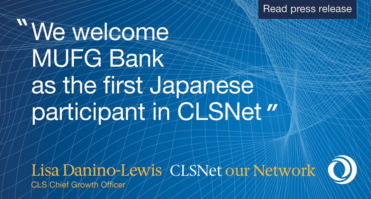 MUFG Bank will join the expanding CLSNet community of global and regional banks. CLSNet standardizes and centralizes post-trade processes across the global currency spectrum.
cls-group.com/news/mufg-bank… #automatedsolutions #standardization #netting #operationalriskmanagement