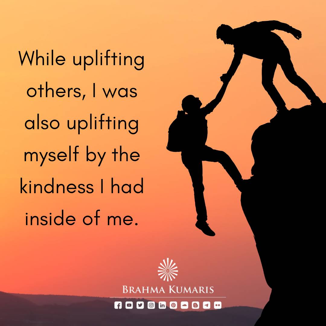 BrahmaKumaris's tweet photo. I discovered while helping others that there is a spring of kindness inside that is just waiting to overflow. This kindness is a fountain of energy which nourishes &amp; uplifts my spirit. 
#brahmakumaris #ServeOthers #upliftoneanother #worldbenefactor #spiritualawakening https://t.co/6qHgjlC0Yr