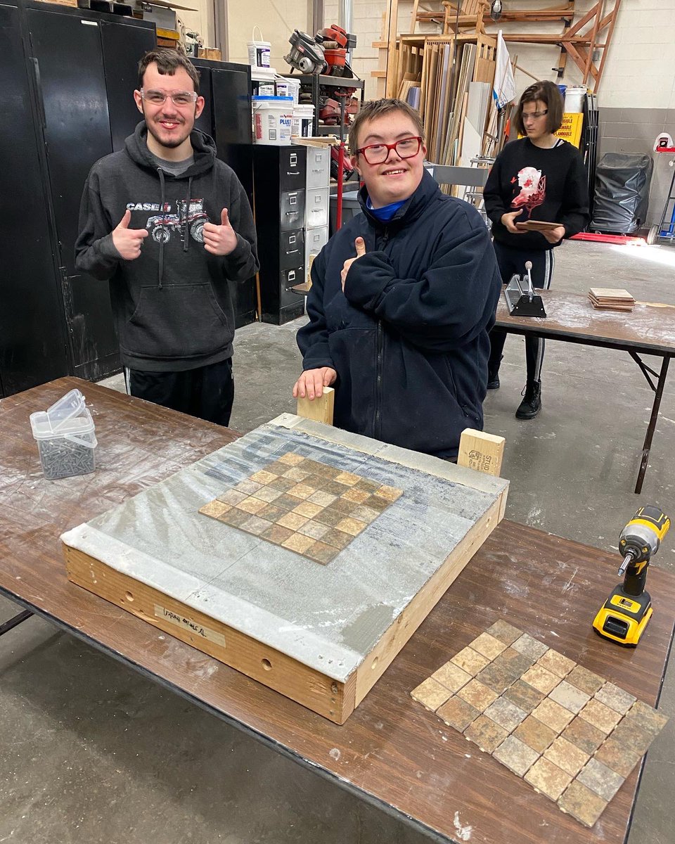 MrZweep's tweet photo. Metals & 8th grade STS students building sheet metal proj. Autos students are rolling along with a tires unit.Home maintenance is learning about tile. #teachsts #ne_sts #itisagreatdaytobeashopteacher #shopclass #iloveps #nelovesps #lpslions #cementcity #pride_purple #necareered https://t.co/qoyAMmlTNa