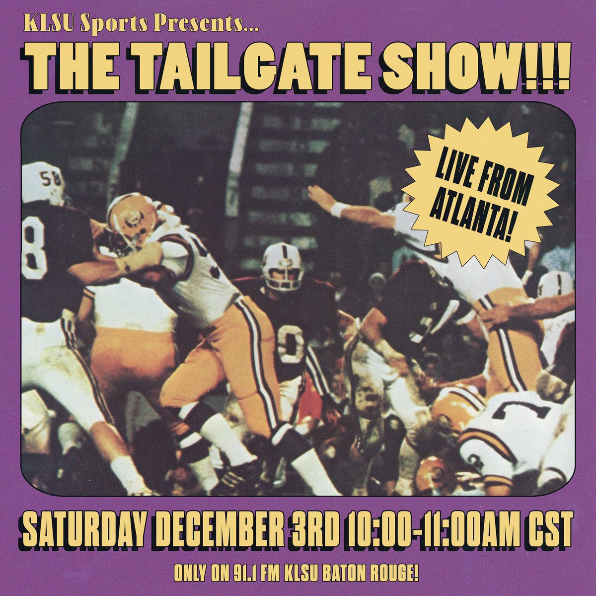 KLSUsports's tweet photo. Join us this Saturday!!!! #LSU #KLSU https://t.co/GcryKtEokp