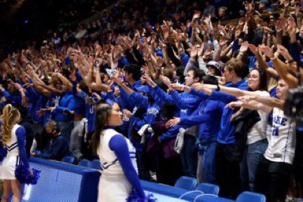roundballpod's tweet photo. The Cameron Crazies are getting crazy tonight #BarstoolStudentSection https://t.co/f8qxkeoQEQ