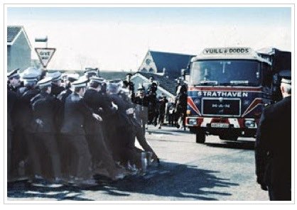 cwu_scotland's tweet photo. Scotland remembers Yuill &amp; Dodds lorry’s from the miners strikes!

38 years later Yuill &amp; Dodds lorry’s are driving through @CWUnews picket lines in Scotland as they did in the 1980’s
This is the level @RoyalMail are going to to attack our members https://t.co/56OelaBxfv