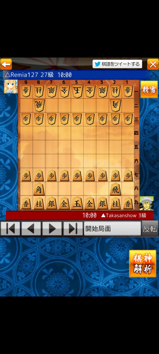 remia127's tweet photo. 将棋ウォーズ棋譜(Takasanshow:3級 vs Remia127:27級) #shogiwars #棋神解析
https://t.co/tEWtoiwrWs https://t.co/YzjYcQC0xE