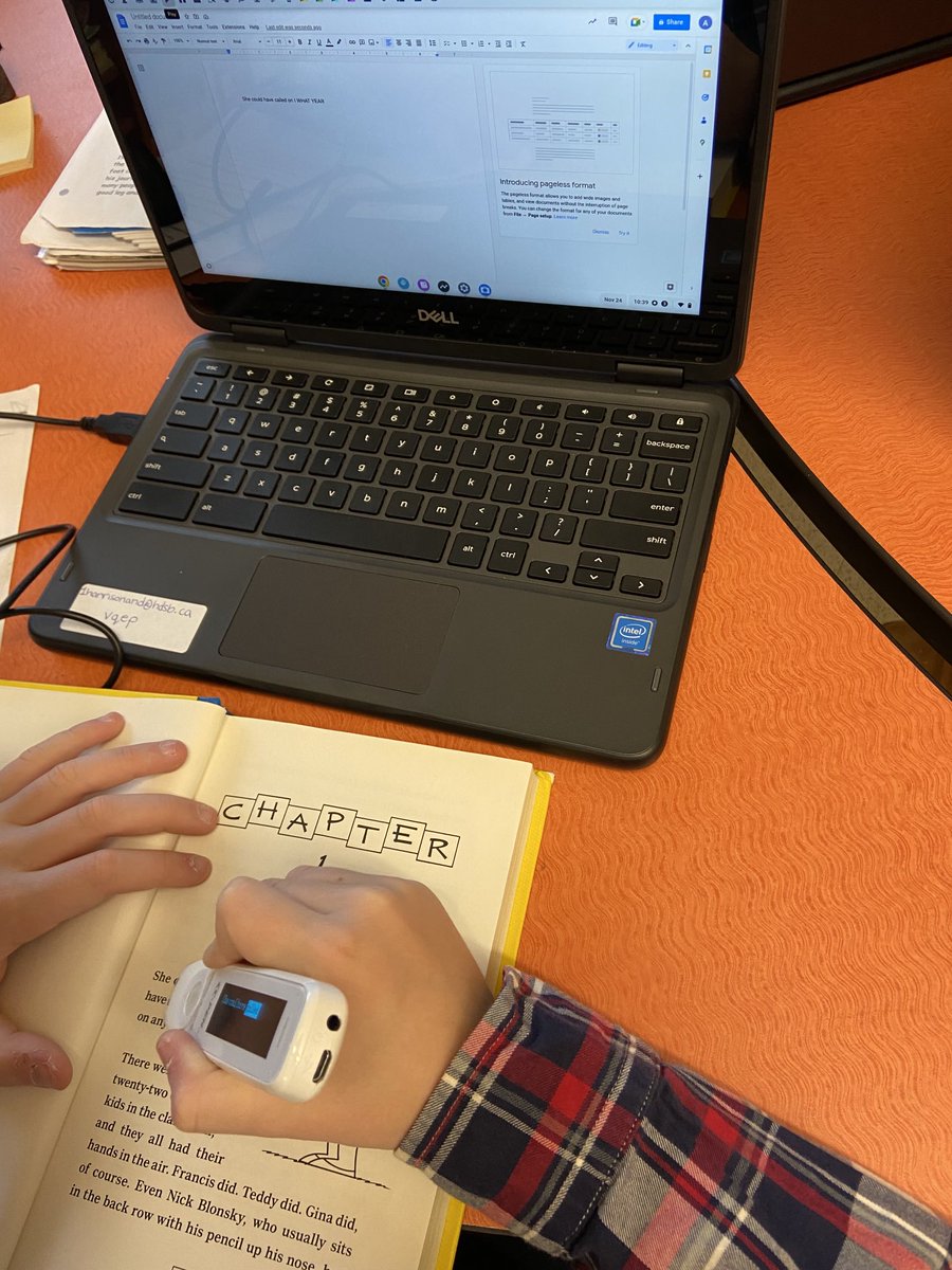 Reading his book “Big Nate” he was so excited he ran to get it from his classroom! When you are in Gr 5 and decode at a Kindergarten level the #ReaderPen can be life changing #succeedwithdyslexia ⁦<a href="/ScanningPens/">Scanning Pens</a>⁩ #inclusion #edtech