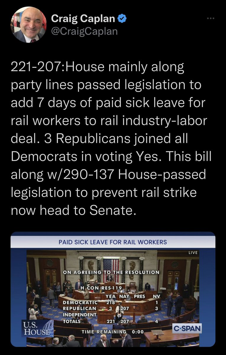 Looks like Jeff wasn’t one of the 3 Rs to join all of the Dems to support paid sick leave for our rail workers. Tell us, why do you hate working people <a href="/Congressman_JVD/">Congressman Jeff Van Drew</a> ?