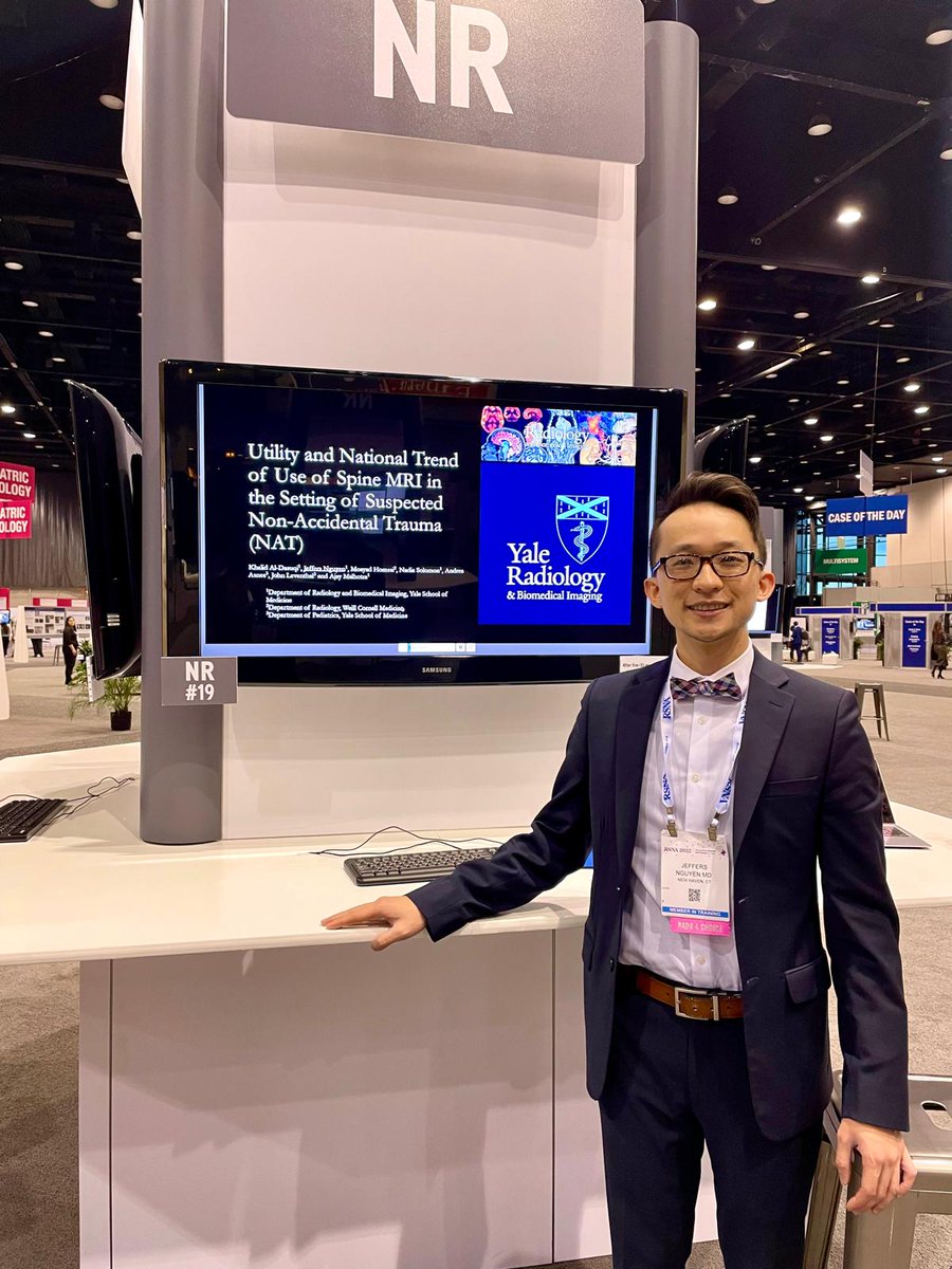 Check out the scientific poster by @JeffersNguyenMD of @YaleRadiology on the Utility and National Trend of Use of Spine #MRI in the Setting of Suspected Nonaccidental #Trauma (NAT) @KAldasuqi @tinydoctornadia @AjayMalhotraRad @YaleRadRes #RSNA22 @Yaleneuroradio1