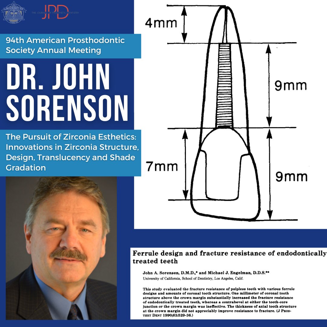 JPDentistry's tweet photo. Dr. John Sorenson reviews The Pursuit of Zirconia Esthetics: Innovations in Zirconia Structure, Design, Translucency and Shade Gradation at the upcoming 94th American Prosthodontic Society Annual Meeting.

Check out his #classicarticle from #theJPD: https://t.co/LA6yEzvuyp https://t.co/dOBFL9asfX