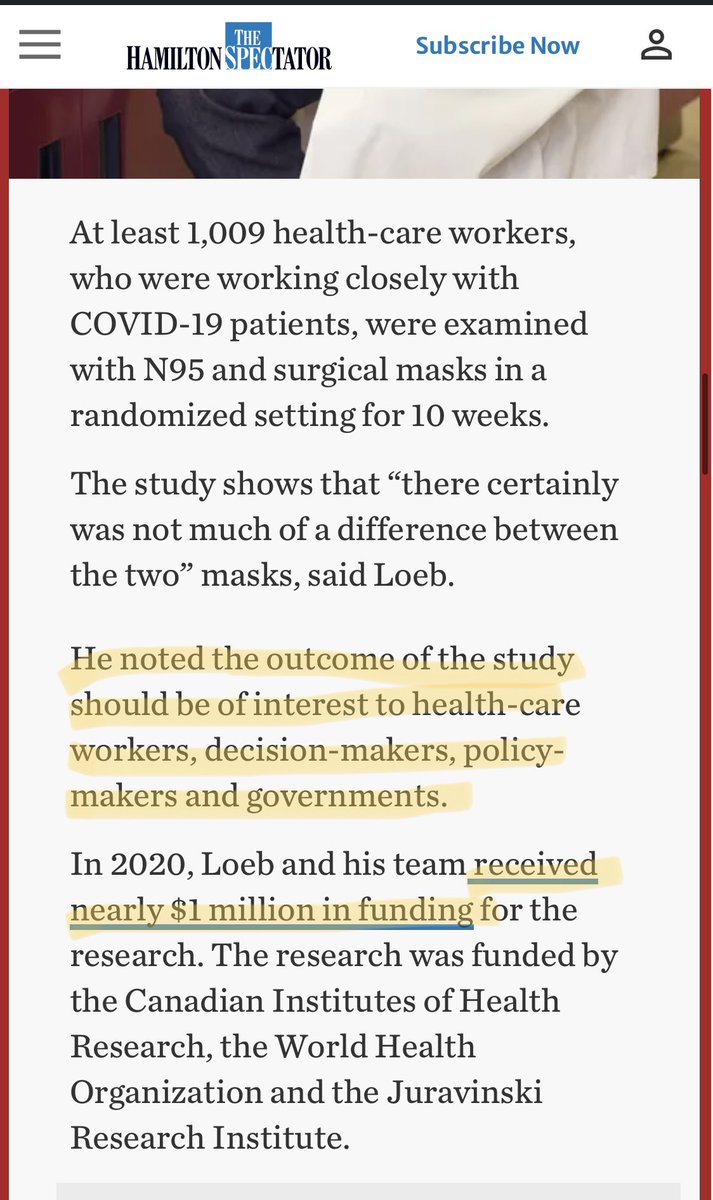 BertMac00600145's tweet photo. @mjb302 He had time to speak to a local paper that wasn’t going to challenge or critique the research. How many N95’s could hospitals have bought with $1 million? https://t.co/OcwAEK4ucC https://t.co/kc3bFfDe38