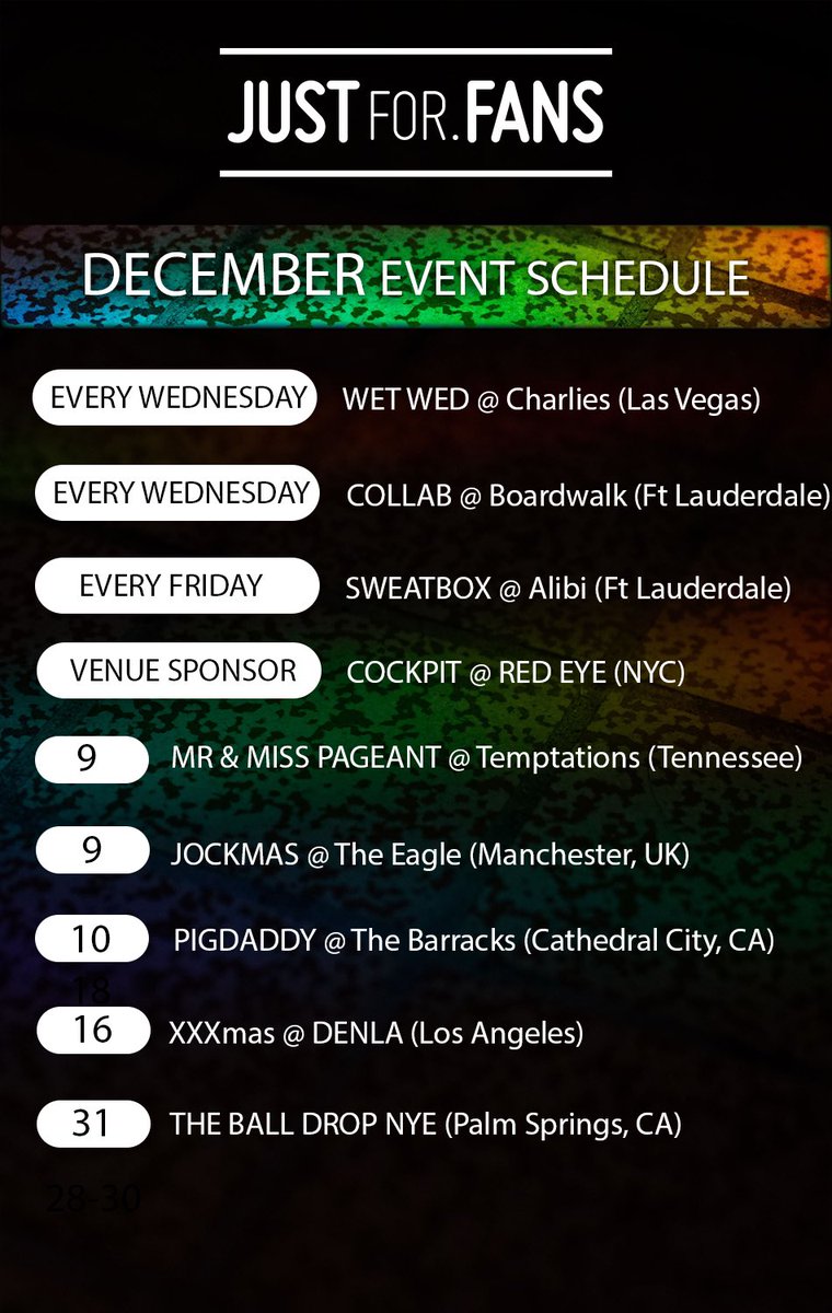 Our December events. We hope you can join us at one of our many parties!
