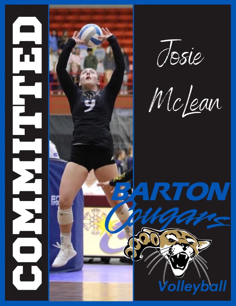 Josie McLean (@josiemclean_5) on Twitter photo I’m happy to announce that I have decided to continue my academic and volleyball career at <a href="/BCCVolleyball/">Barton Volleyball</a>. I wouldn’t have this opportunity if it wasn’t for the support of my family, friends, coaches and teammates! I’m excited to be a Cougar! #RollCougs <a href="/BartonSports/">Barton Sports</a> I’m happy to announce that I have decided to continue my academic and volleyball career at <a href="/BCCVolleyball/">Barton Volleyball</a>. I wouldn’t have this opportunity if it wasn’t for the support of my family, friends, coaches and teammates! I’m excited to be a Cougar! #RollCougs <a href="/BartonSports/">Barton Sports</a>