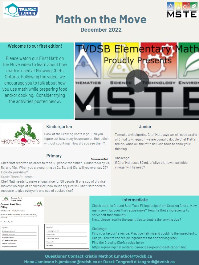 Check out our first edition of Math on the Move! Watch the video and try the activities.  Happy learning! canva.com/design/DAFSUlm…