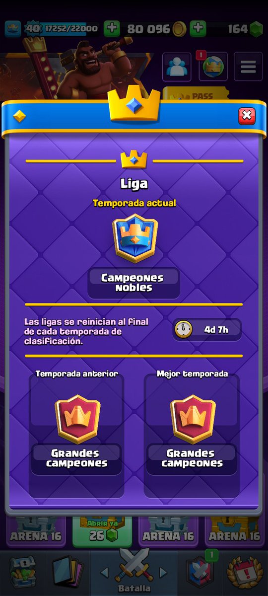 En busca de un equipo competitivo 
máximo de copas 6100 copas
Liga actual: Campeones nobles 

#CR