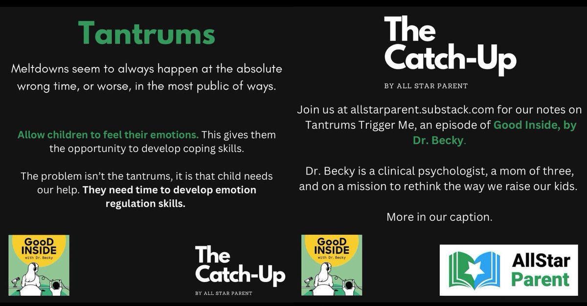 All_Star_Parent's tweet photo. 1/ 🔹 Tantrums, childhood triggers, breaking the cycle, and more are all in our notes on Good Inside, a podcast by Dr. Becky. Link in bio for our free newsletter, The Catch-Up by All Star Parent. 🔹
#allstarparent #goodinside #thecatchup https://t.co/Eboxb5renj