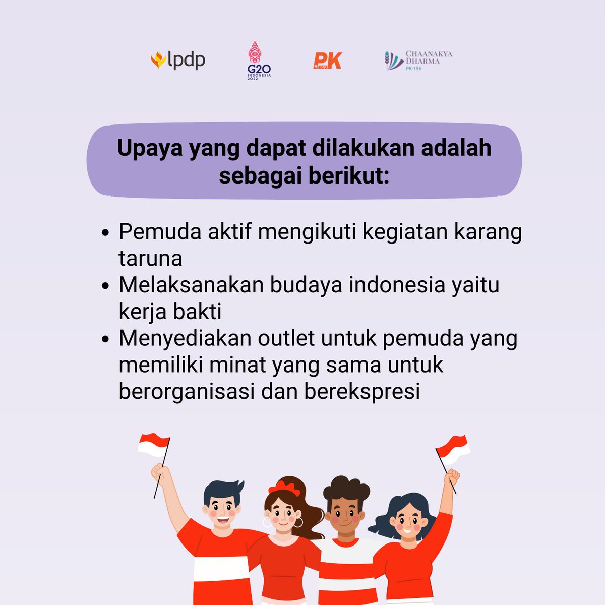 s_nurfajrin's tweet photo. Dari tahun 2015-2019, Partisipasi Kepemimpinan masih tidak mencapai target Indeks Pembangunan Pemuda (IPP). Para pemuda didorong untuk mengikuti kegiatan karang taruna dan kerja bakti, serta diberikan wadah untuk berorganisasi dan berekspresi 
@lpdp_ri @pk196lpdp #DiriUntukNegeri https://t.co/JjANqljJlC