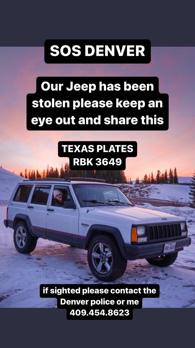 DENVER MY CAR WAS STOLEN PLEASE KEEP YOUR EYES PEELED 😭
