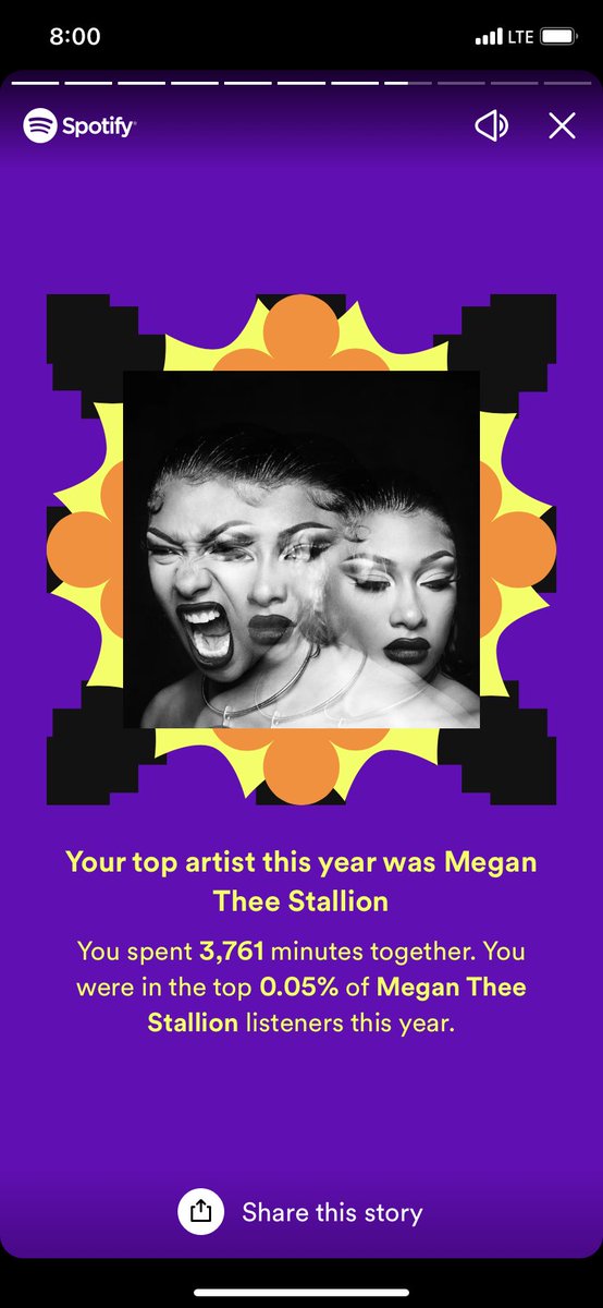 sleepychey's tweet photo. this years Spotify wrapped VS last years ✨ love u sooo much @theestallion https://t.co/rwLln5Gqi4