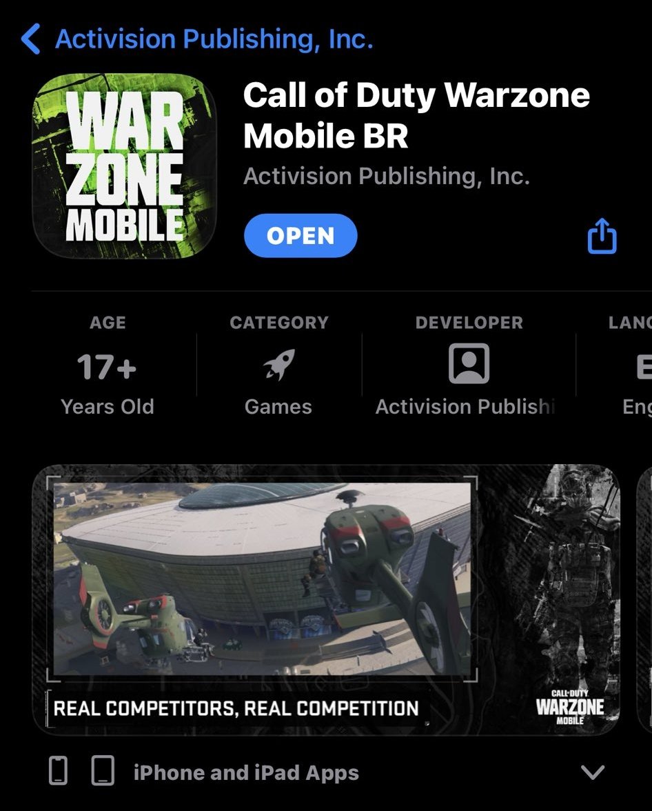 Warzone Mobile News on X: Call of Duty®: Warzone™ Mobile limited alpha is  finally closed & it asks to update the app from App Store. 👀   / X