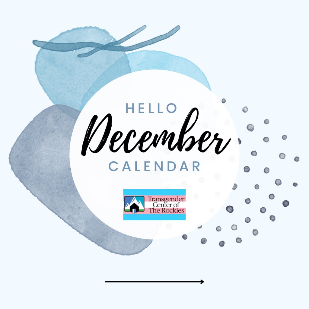 TransCenterCO's tweet photo. Winter is no longer coming, it's here! And we're welcoming December with our monthly calendar! Come stay warm with community and fun, and stay tuned to our social media for more details about social events- we can't wait! 🤩🏳️‍⚧️🏳️‍🌈✨ https://t.co/BIjy5ObJq3