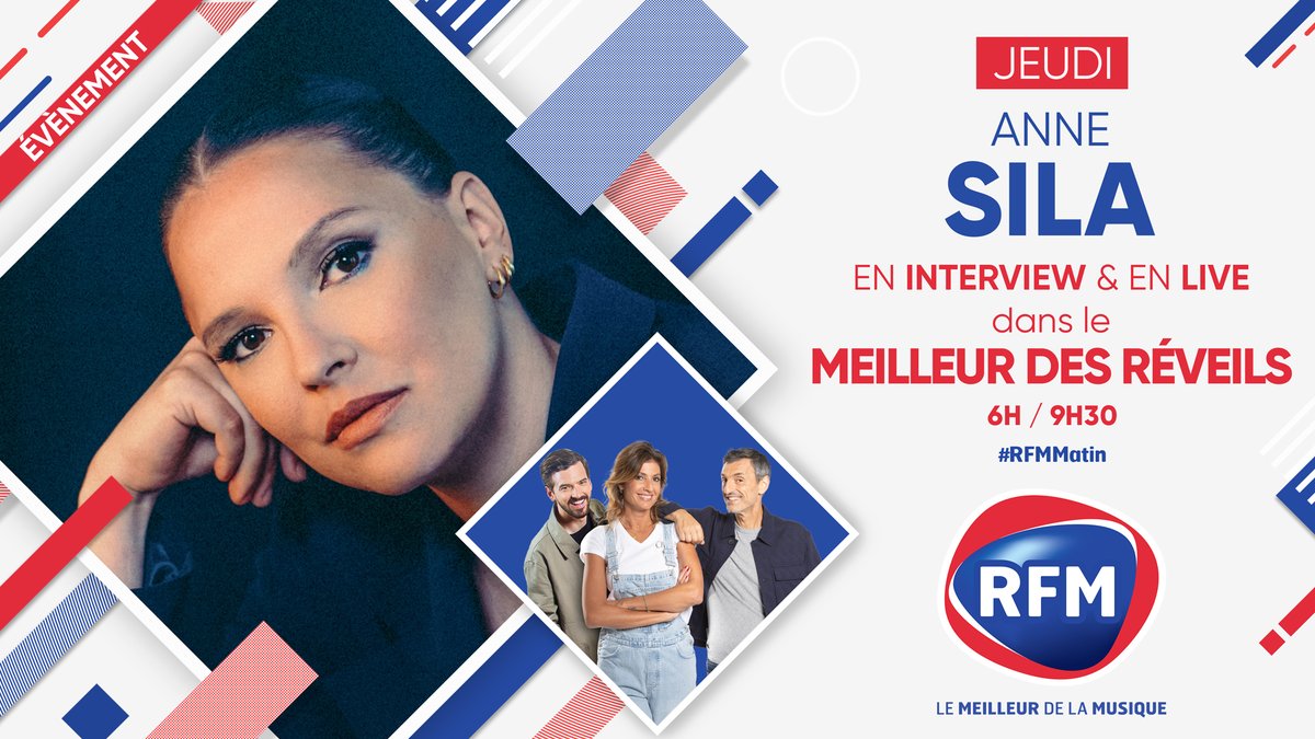 RFMFrance's tweet photo. [#Événement] 💥 A partir de 8h50, @ANNESILAOFF sera l'invitée du #MeilleurDesRéveils pour vous présenter son nouvel album MADELEINES sur RFM ! 💿

🎙️ INTERVIEW &amp; LIVE à retrouver en #FacebookLive ! 🎶 #RFMMatin https://t.co/5rYUaLr3Jr