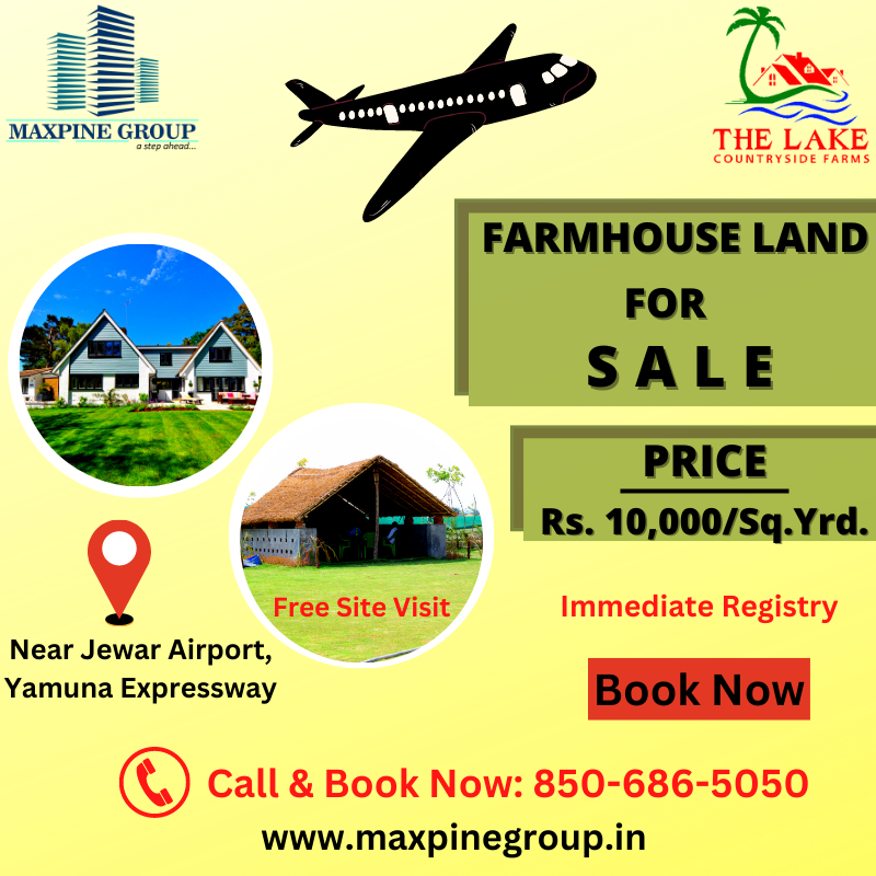 maxpinedevloper's tweet photo. Book Your #FarmhouseLand for Your Dream Farmhouse Near Noida International Airport, Jewar. Experience the First Ever Smart Green Township spread across 300 acres. Book Your #LuxuryFarmhouseLand @ Rs.10,000/Sq.Yrd. or Book Your Luxury Farmhouse Land Call: 850-686-5050 https://t.co/VqIBJTpXms