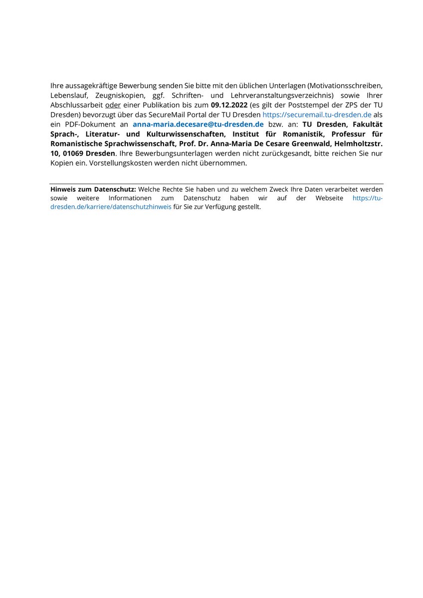 📌 Vi segnaliamo la pubblicazione di questo bando per un posto di ricercatore di linguistica italiana presso l'Università di Dresda.

@tudresden_de #siamoaselit #linguaitaliana #linguisticaitaliana