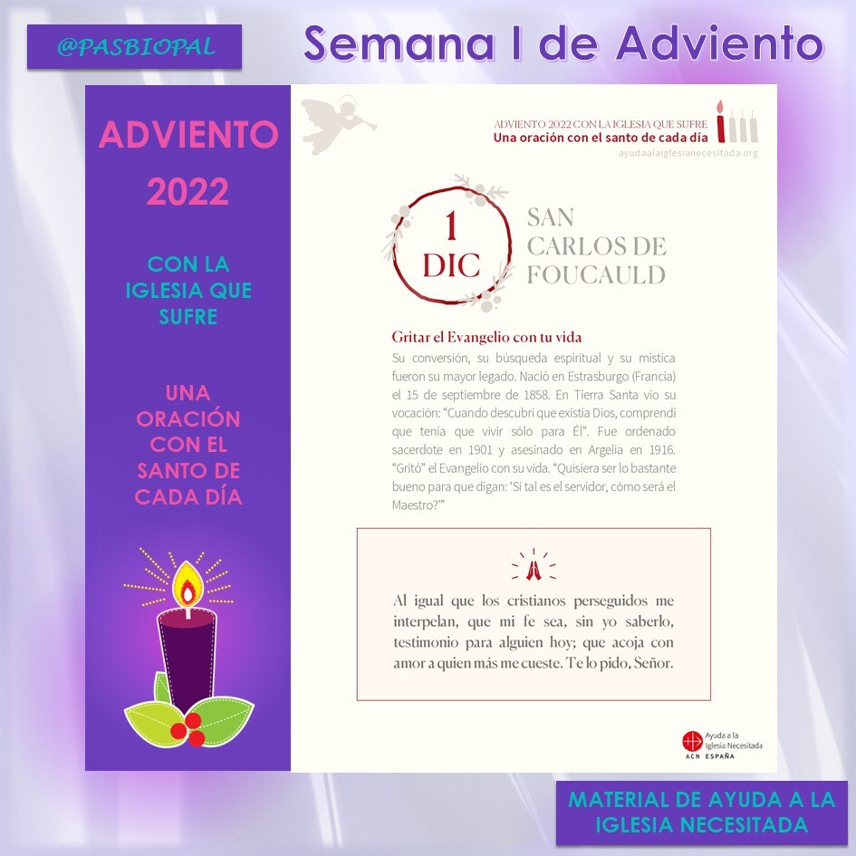 Norka_Risso's tweet photo. 🙏Oramos con San Carlos de Foucauld

😇Gritar el Evangelio con tu vida

✅Recuerda: cada día encontrarás una publicación en Pastoral-pasbiopal (@pasbiopal)

#pasbiopal #evangelización #oremosjuntos #Adviento #Adviento2022 #Parroquia #SantoDelDía #iglesi… https://t.co/LYpVLepmHt https://t.co/AdoOyqhabg