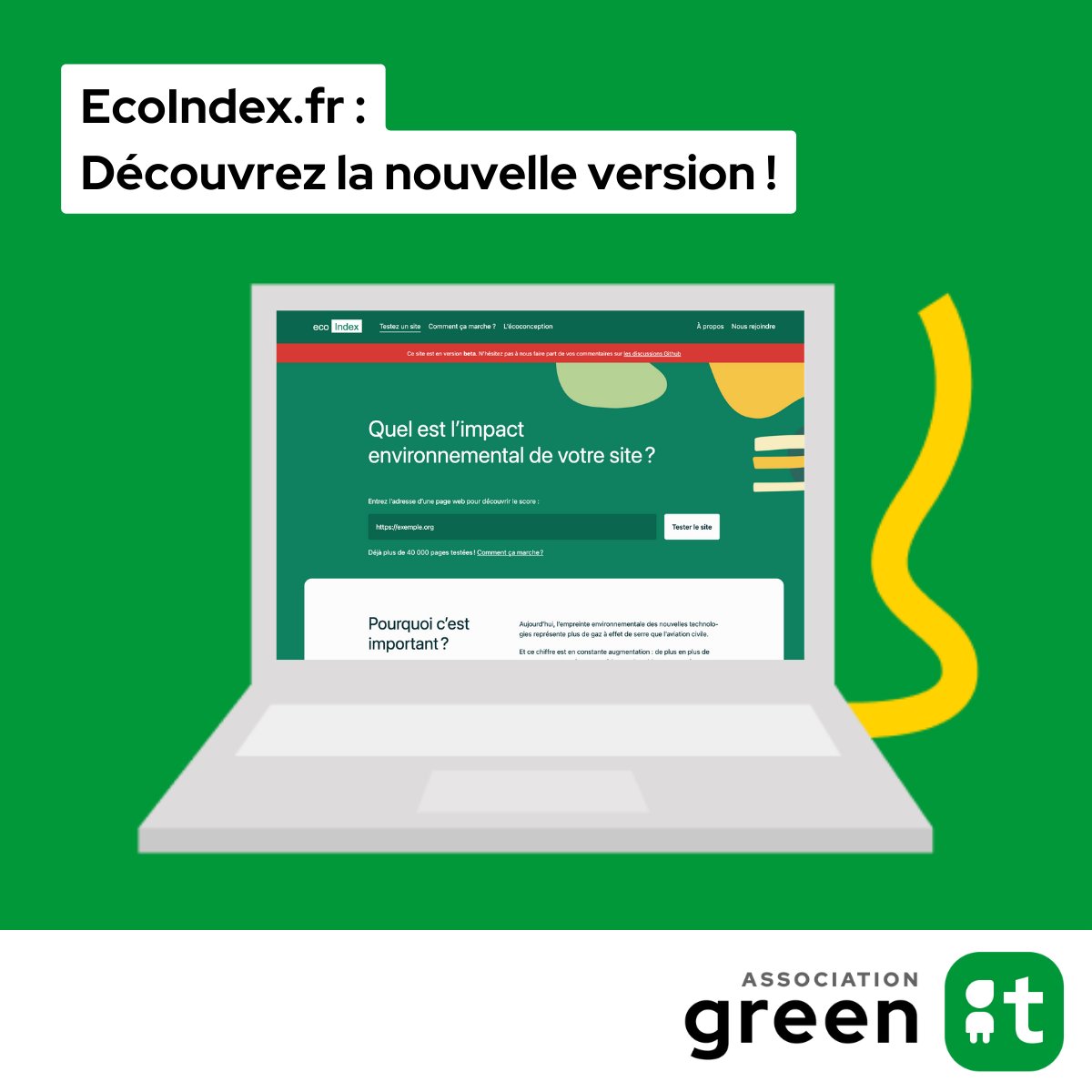 🆕 Pour l'occasion, l'#AssoGreenIT se dote d’une nouvelle identité visuelle et d’un logo dédiés que nous vous révélons dans l'illustration de ce post. 
Pour en savoir plus 👉  greenit.fr/2022/11/30/gre… (4/4)