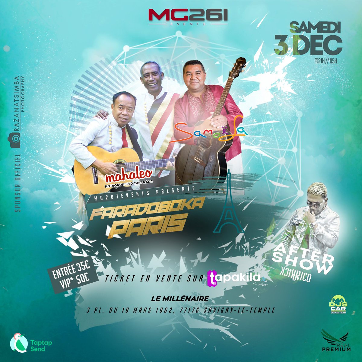 razanatsimba's tweet photo. Retrouvez Samoëla et Mahaleo, ensemble sur scène, avant leur retour à Madagascar 🇲🇬, ce samedi 3 décembre à partir de 21h, ouverture des portes à 20h, au Millénaire à Savigny-le-Temple. #faradoboka #mg261events #mg261 #Madagascar #mahaleo #samoela #lastchance https://t.co/QaEe0IWvxw