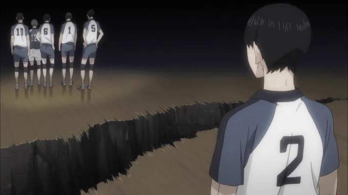 Kageyama learned from his past mistake and he was afraid of rejection from other ppl. So he became this "two-goody shoes" who accepted other players bad habits for the sake of harmony and being accepted. He tells Hinata to stay put and stop being selfish (2/3) 