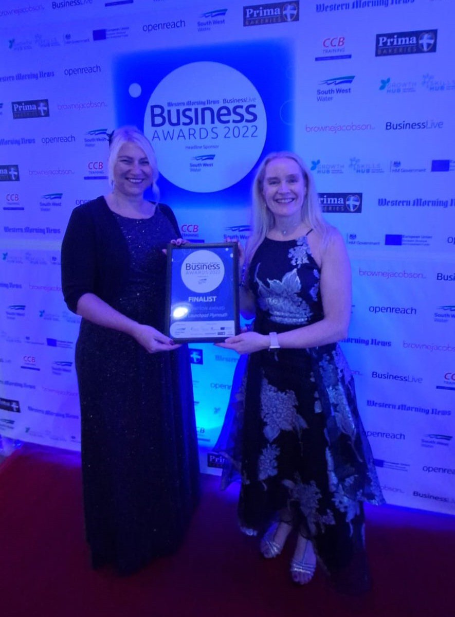 Emma & Lynne represented us at the #WMNBusinessAwards last night and we're thrilled that our work has been recognised for driving innovation at these regional awards. Can't wait to see where we are in another 12 months' time - bit.ly/3Vop1pc

@plymouthcc 
@JCPinPlymouth