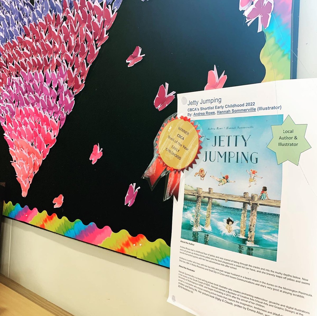 AndreaRowe_au's tweet photo. Well that’s lovely. At my daughter’s high year school assembly today the school’s lovely librarian was delighted to share that they’d proudly featured #JettyJumping as their favourite @cbcaustralia @cbca_vic book & hadn’t realised I was a school parent @HardieGrantCP https://t.co/dBlb2NWlHA