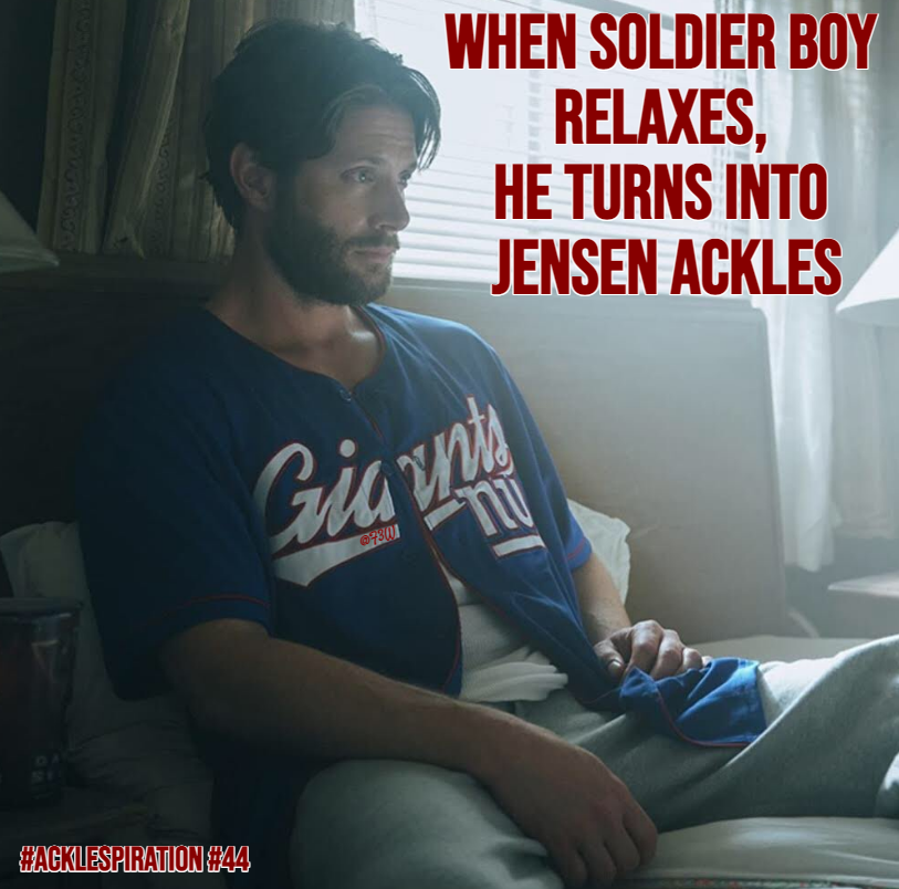 Franki3W's tweet photo. #AckleSpiration #44
When #SoldierBoy relaxes, he turns into #JensenAckles. 

#SoldierBoy #TheBoysTV #SPNFamily #Supernatural @JensenAckles #BigSky #Transformation #relaxation #ChillOut #AckleSome #WeLoveYouJensenAckles #JensenAcklesAppreciationDay #Unwind #AcklePower #Tranquilize https://t.co/ErRnQtlQnl