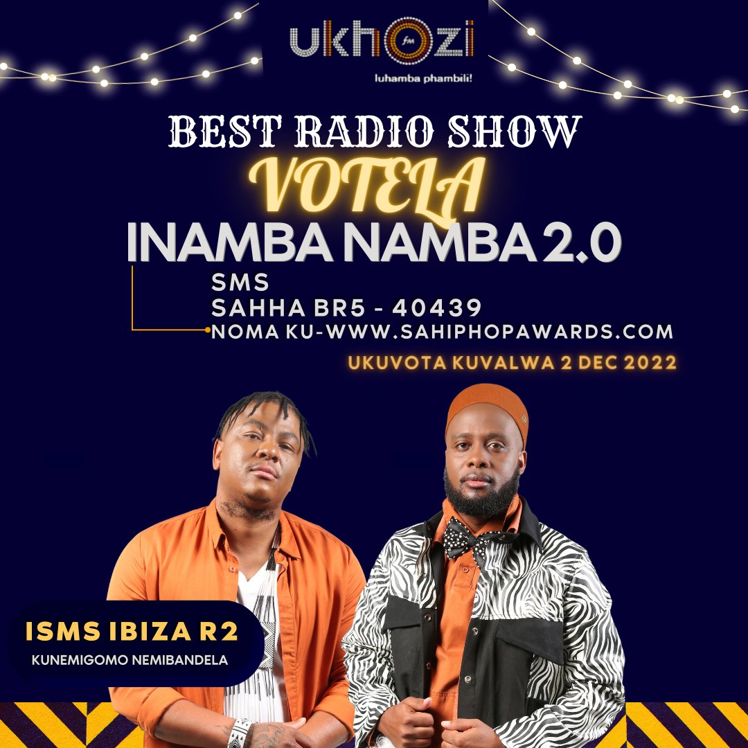 realdjwise's tweet photo. Keep voting guys #NumberNumber @sbo_fokol
Vote cost R2 vote and retweet for abanye bezovota 🙏
@ukhozi_fm https://t.co/W1zhxcThmH
