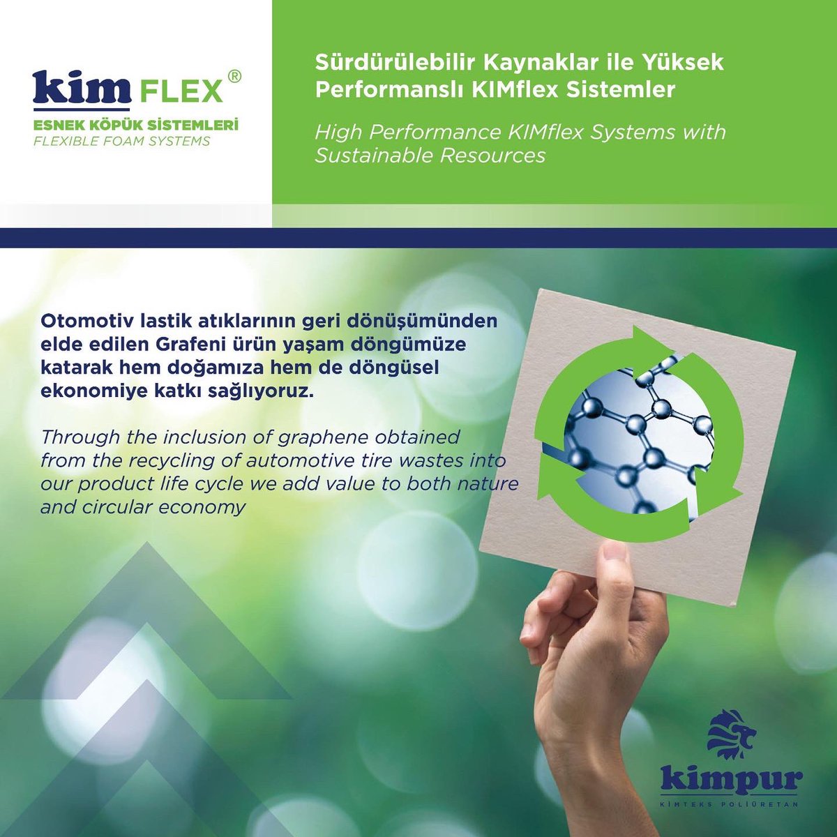 kimpurglobal's tweet photo. Otomotiv lastik atıklarının geri dönüşümünden elde edilen Grafeni ürün yaşam döngümüze katarak hem doğamıza hem de döngüsel ekonomiye katkı sağlıyoruz.
Grafen esaslı ses yalıtım ve HR köpük sistemi hakkında detaylı bilgi için 👉🏻 https://t.co/8EQTPzWrhJ
#Kimpur
#Kmpur
#KIMflex https://t.co/SSNnRjGfmN