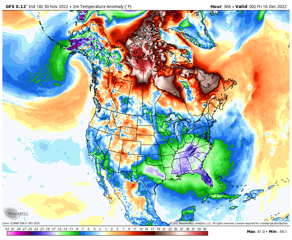 PaulFox13's tweet photo. Those of you looking for a legit Florida cold front, we may have a shot in mid-December. Huge Greenland block should drive trough down east coast. Potential east coast snowstorm is in the mix too. It's way out there, so take it FWIW, but definitely something to watch day by day. https://t.co/LK7ptKwyX2