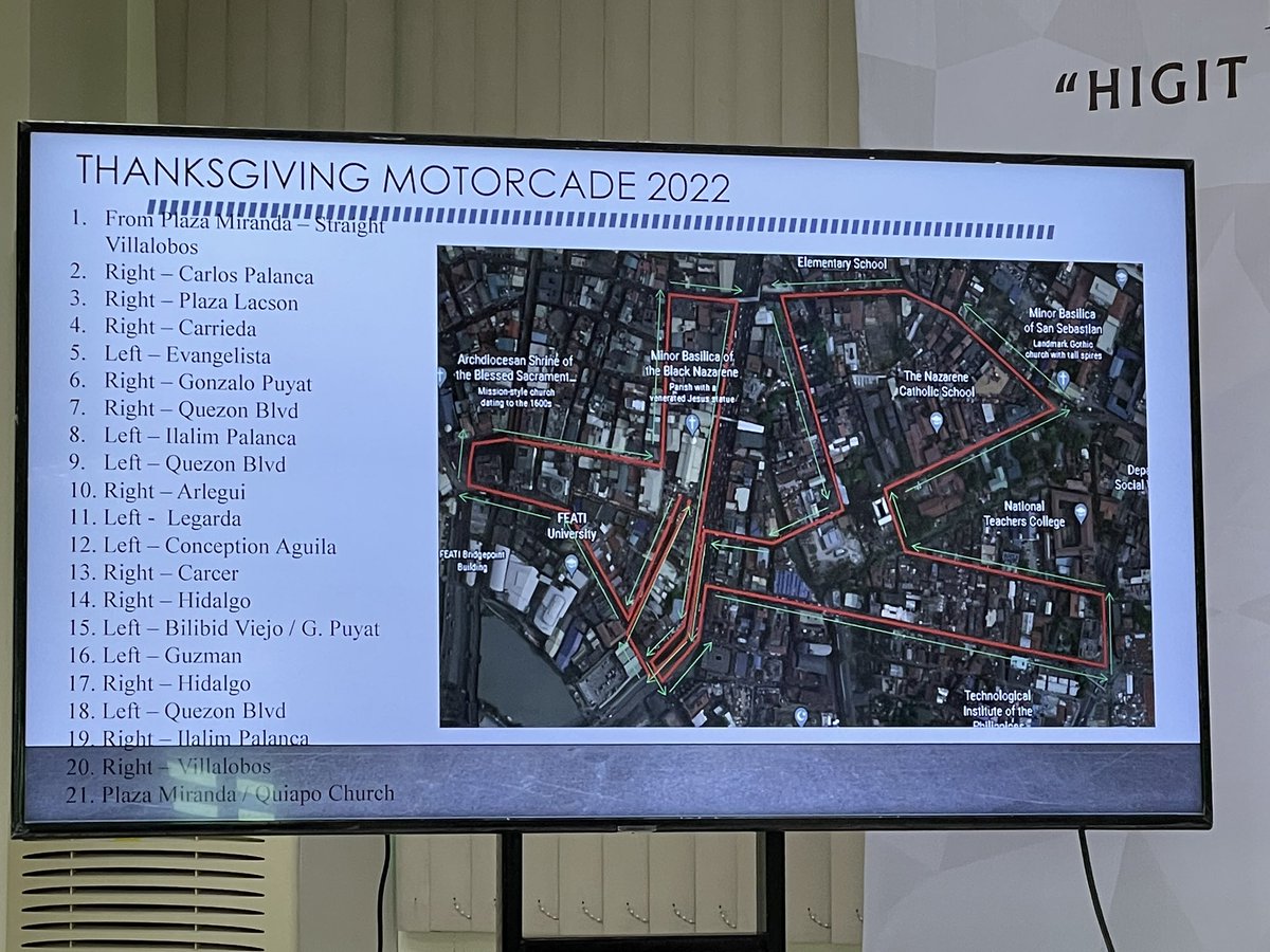 iambertramirez's tweet photo. LOOK: The Quiapo Church releases the route for the “Thanksgiving Motorcade 2022” at 11pm on Dec. 30 as part of the activities for the “Nazareno 2023.” @PhilippineStar https://t.co/q2gh3r0OfB