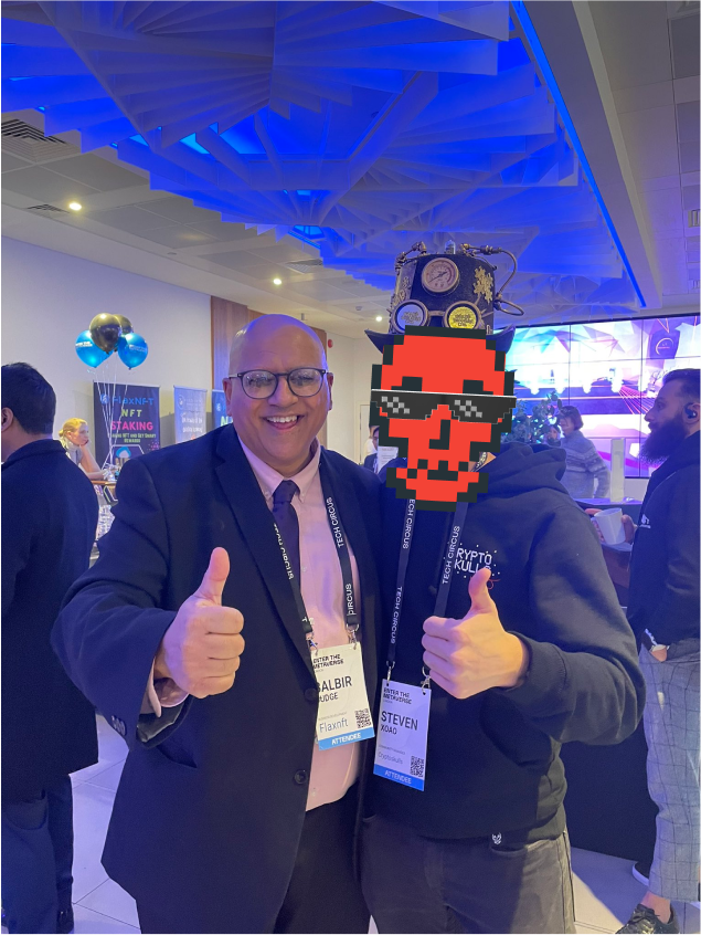 solanaxai's tweet photo. Highlights from @TechCircus_ metaverse event and thanks to @flax_nft for the invite 🙏✅ @BalbirJudge 
Repping @Crypto_Skulls
 🙏🤓🚀 #ed3 #web3 #metaverse #nfts #nft #techcircus #tech #innovation #event #blockchain #crypto #cryptoskulls https://t.co/UzScuBo5Vw