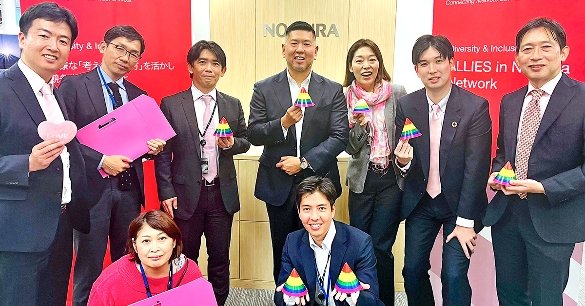 Nomura's tweet photo. To mark #PinkFriday this year, our ALLIES Network in #Japan was happy to welcome @masayanagisawa director of advocacy group @marriage4all_ and employee of Goldman Sachs, for an insightful discussion on #LGBTQ+ involvement in the workplace. #PinkFridayPride https://t.co/hZ9L8RQpYi
