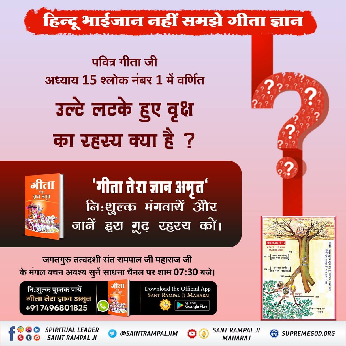 #यथार्थ_KnowledgeOfGita📚पवित्र गीता जी अध्याय 15 श्लोक 16 व 17 में वर्णित तीन पुरुष कौन हैं ?
 इस रहस्य को जानने के लिए अवश्य पढ़ें पवित्र पुस्तक "गीता तेरा ज्ञान अमृत।"
#यथार्थ_KnowledgeOfGita