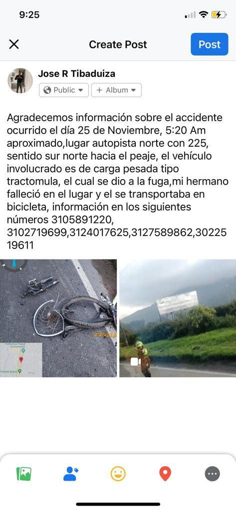 ClarisTibaduiza's tweet photo. https://t.co/5JMUvcjW2K  agradezco mucho información que puedan proporcionarnos y así llegar al responsable, solo buscamos justicia para mí hermano así como cualquier persona en esta situación, gracias. https://t.co/wmcUFsAZgq